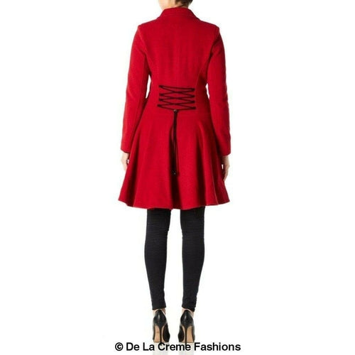 Wool Blend Fit And Flare Double Breasted Skater Coat (1102)