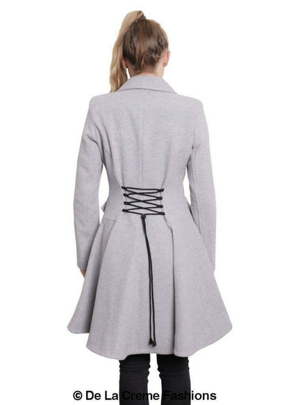 Wool Blend Fit And Flare Double Breasted Skater Coat (1102)