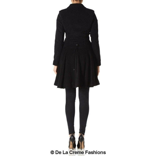 Wool Blend Fit And Flare Double Breasted Skater Coat (1102)