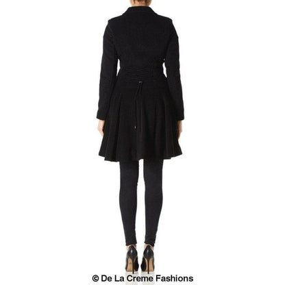 Wool Blend Fit And Flare Double Breasted Skater Coat (1102)