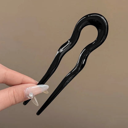 U-Shaped Hair Fork Fashion Tortoiseshell Acetate Acrylic Hairpin Geometric Headwear Hair Sticks Women Girls Hair Accessories