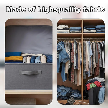 Premium Linen Like Fabric Storage Box Foldable Wardrobe Organizer with Sturdy Board Support Large Zipper Bin for Clothes Sweater