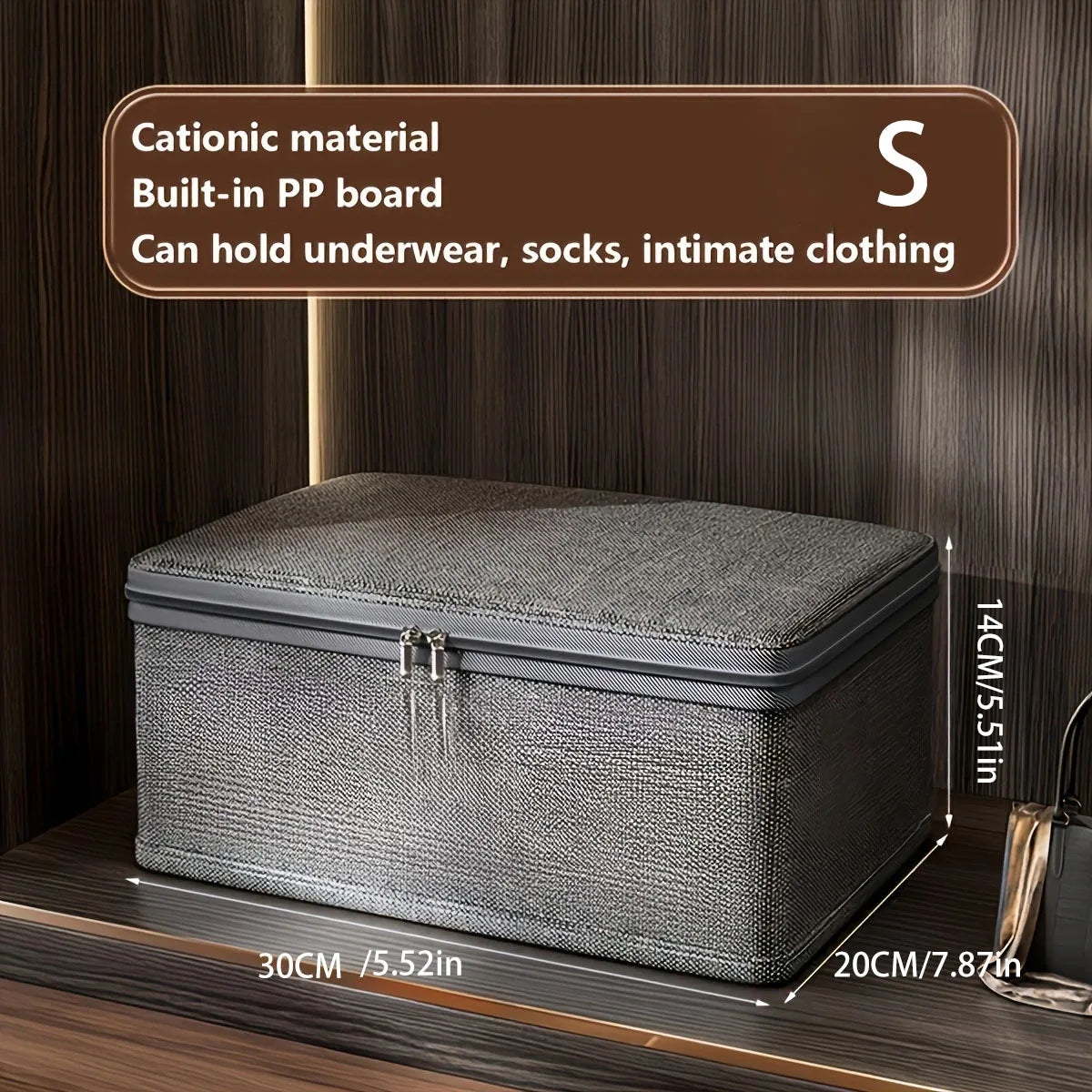 Premium Linen Like Fabric Storage Box Foldable Wardrobe Organizer with Sturdy Board Support Large Zipper Bin for Clothes Sweater