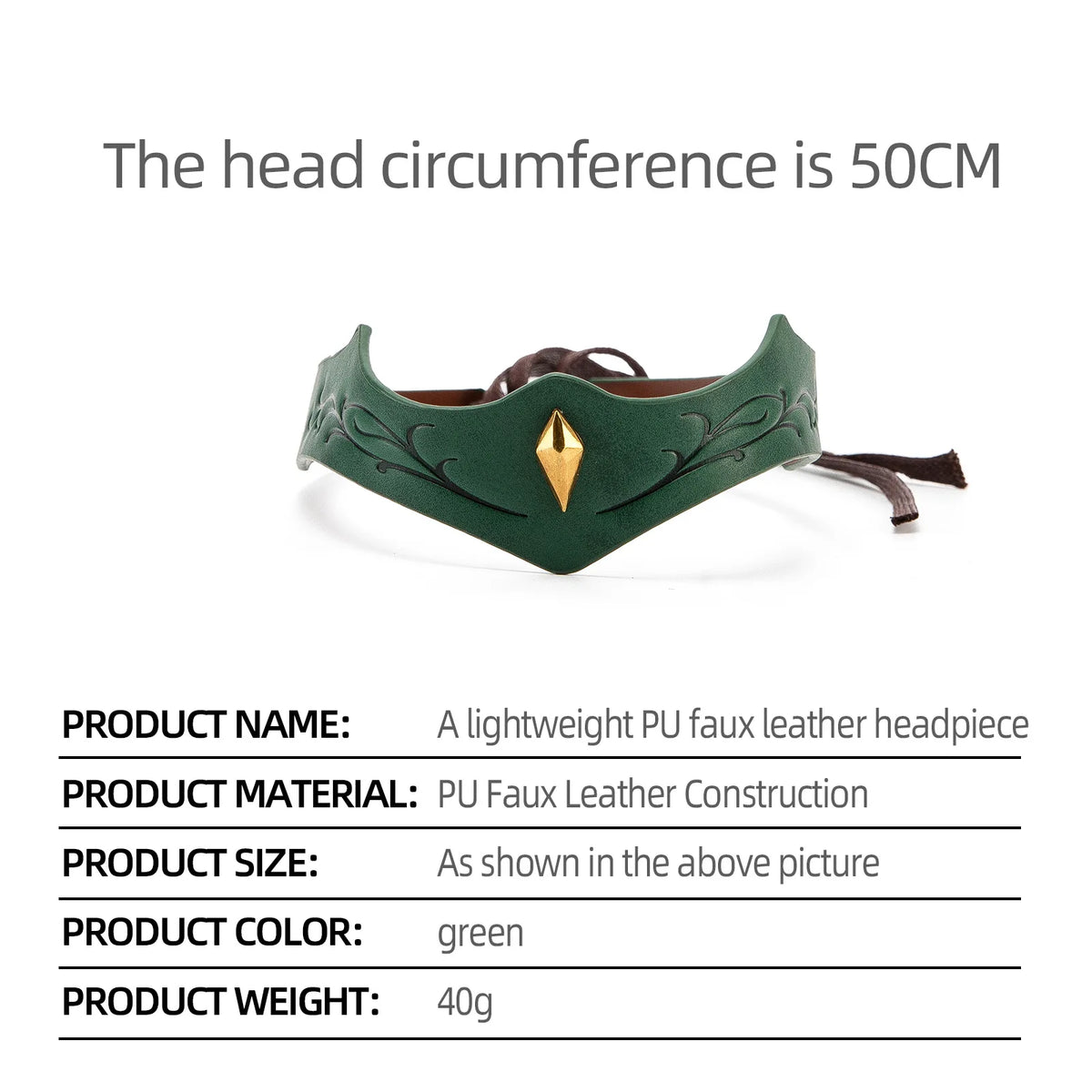 Vintage Medieval Renaissance Crown Adjustable PU Leather Headband Viking Headpiece Halloween Cosplay Accessory