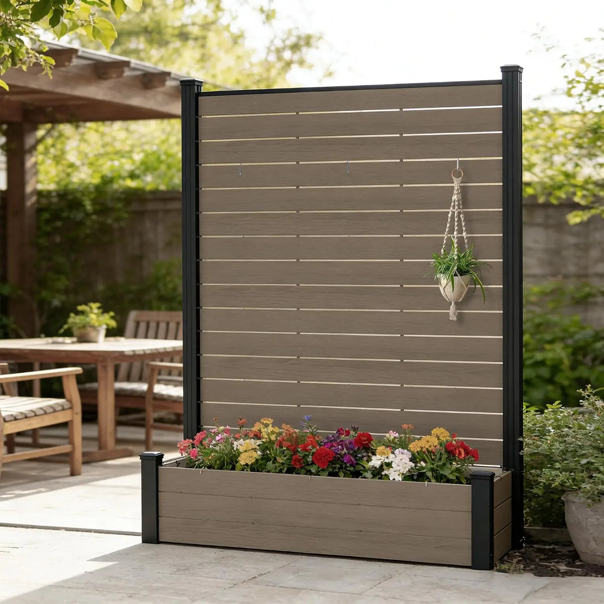 Privacy Screen with Planter 101" L x 70" H Outdoor Garden Screen, Customized