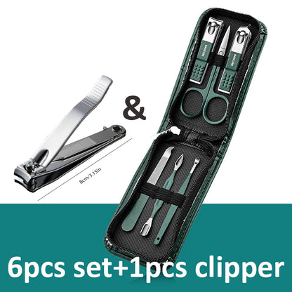 6-9 Pcs Manicure Set With Leather Case Professional Foot And Face Care Tool Kits Stainless Steel Nail Clipper Sets Gift