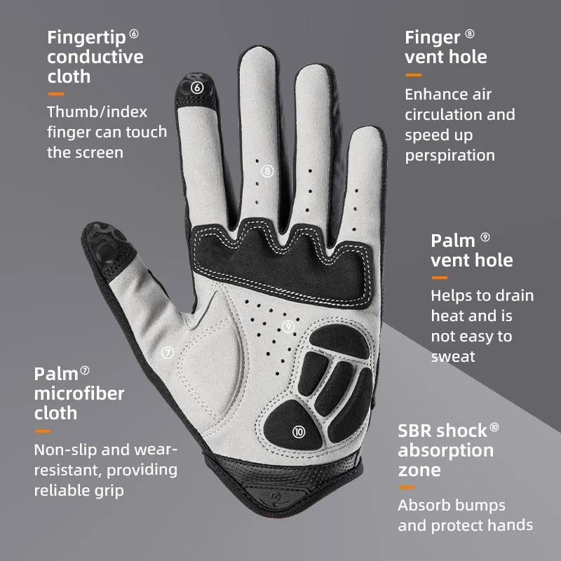 ROCKBROS Windproof Cycling Gloves Bicycle Touch Screen Riding MTB Bike Glove Thermal Warm Motorcycle Winter Autumn Bike Clothing