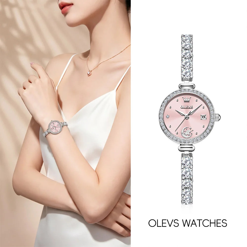OLEVS 2998 Brand Original Authentic Watch for Woman Gift Box Bracelet Simple Quartz Women&