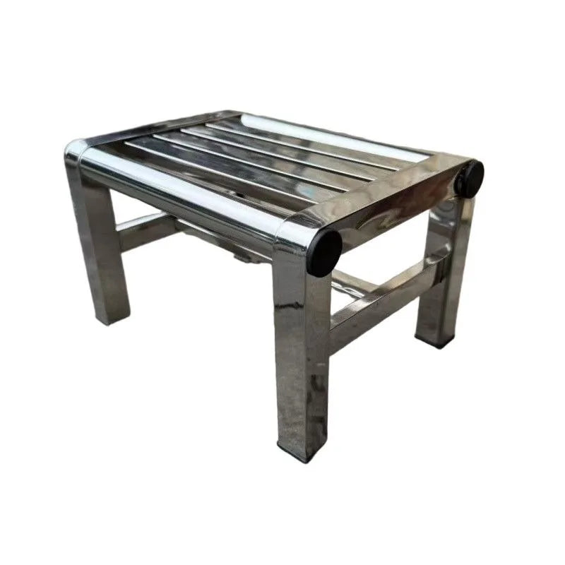 Stainless Steel Stool Small Stool Thickened Low Stool Load-Bearing 100kg Bath Foot Pedal Quartet Antique Stainless Steel Stool