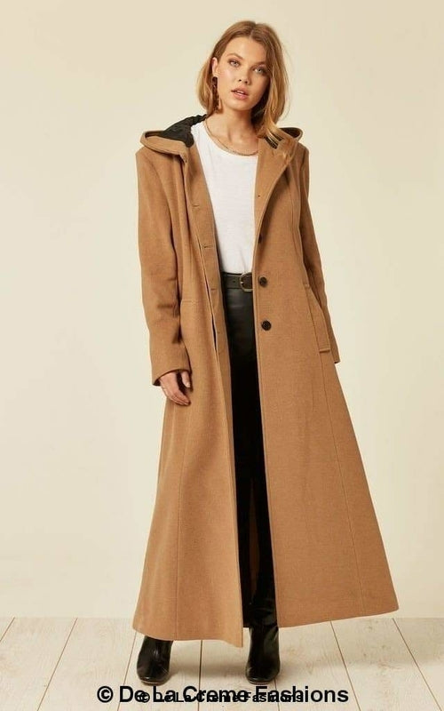 Oversized Faux Wool Blend Hooded Long Coat (1716)