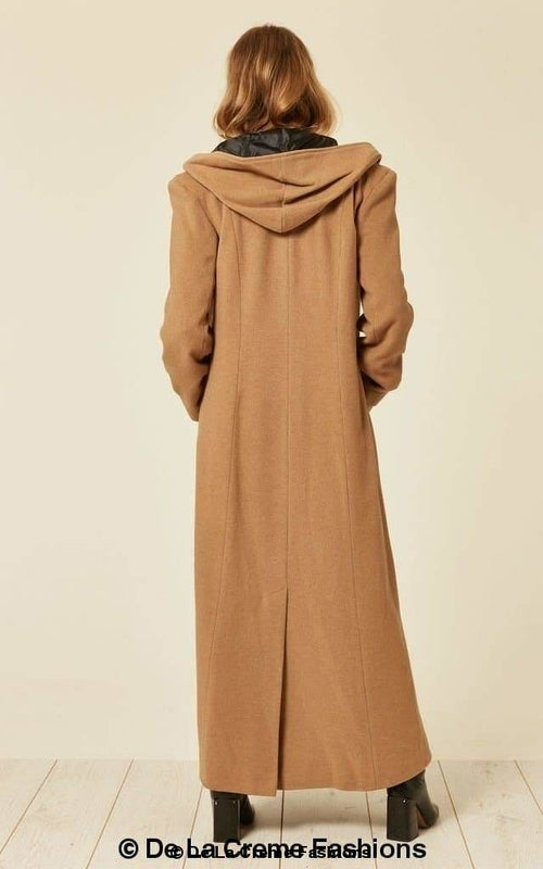 Oversized Faux Wool Blend Hooded Long Coat (1716)