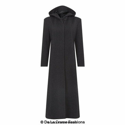 Oversized Faux Wool Blend Hooded Long Coat (1716)
