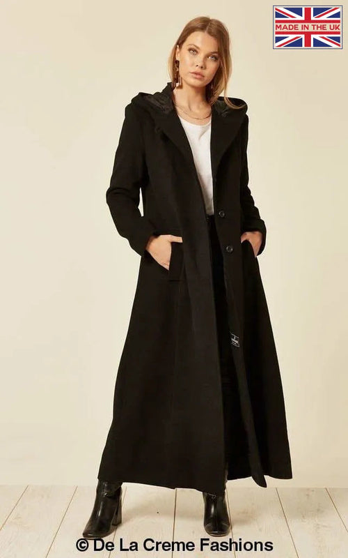 Oversized Faux Wool Blend Hooded Long Coat (1716)