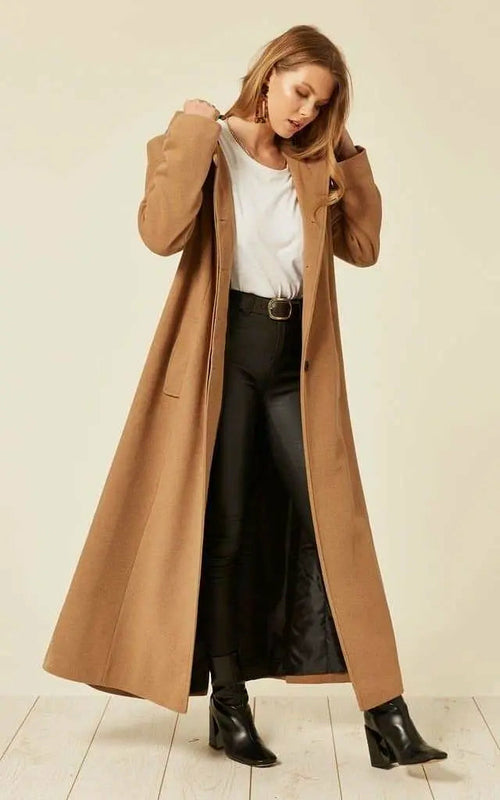 Oversized Faux Wool Blend Hooded Long Coat (1716)