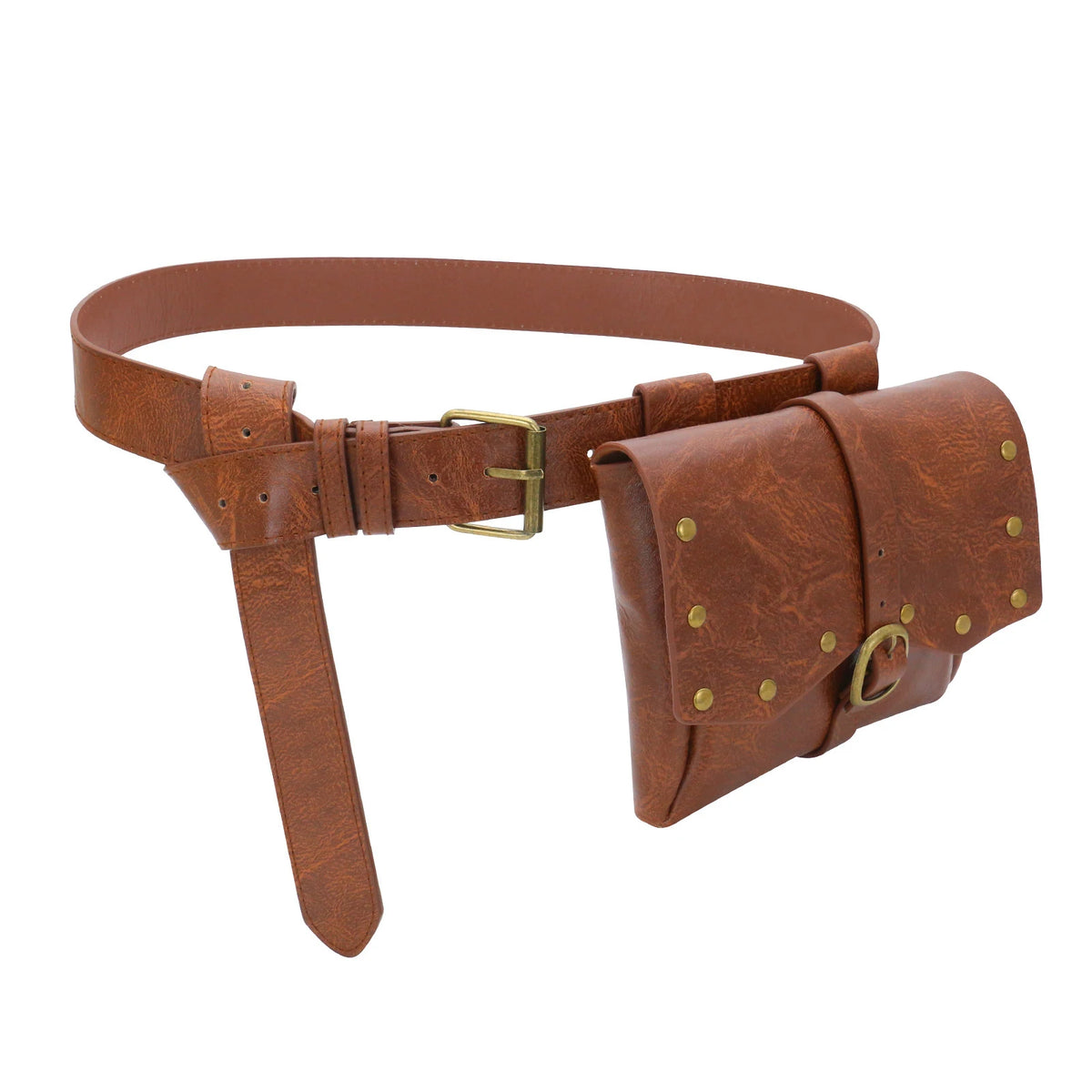 Viking Retro Pu Leather Waist Belt Medieval Flap Fanny Pack Drawstring Coin Purse Dice Bag for Renaissance Fairs LARP Cosplay Party