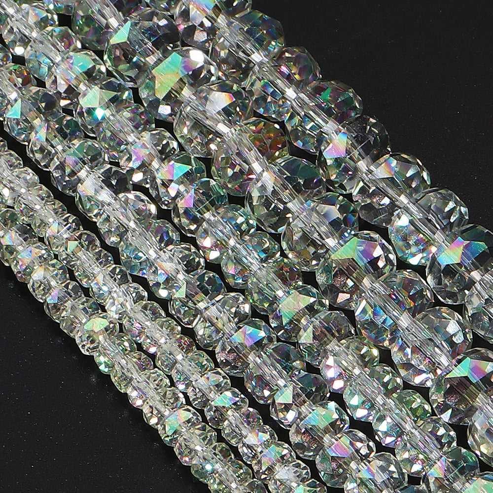 4/6/8mm Wheel Shape Austrian Crystal Glass Beads Flat Round Glass Loose Beads For Jewelry Making Bracelets DIY Accessories