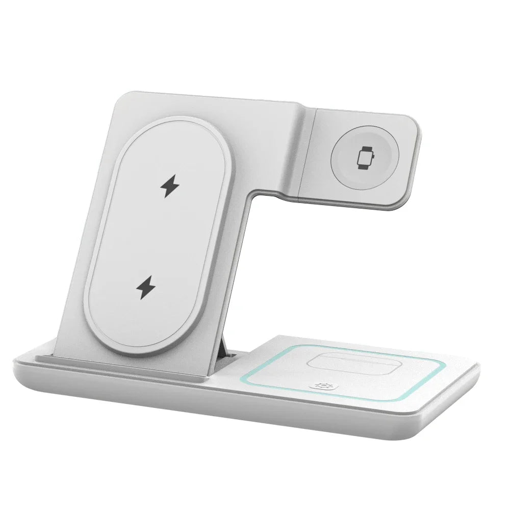Night LED Light 3 In 1 Wireless Charger Foldable Stand For iPhone Samsung Apple Watch 2-11 SE Airpods Pro Fast Charging Station