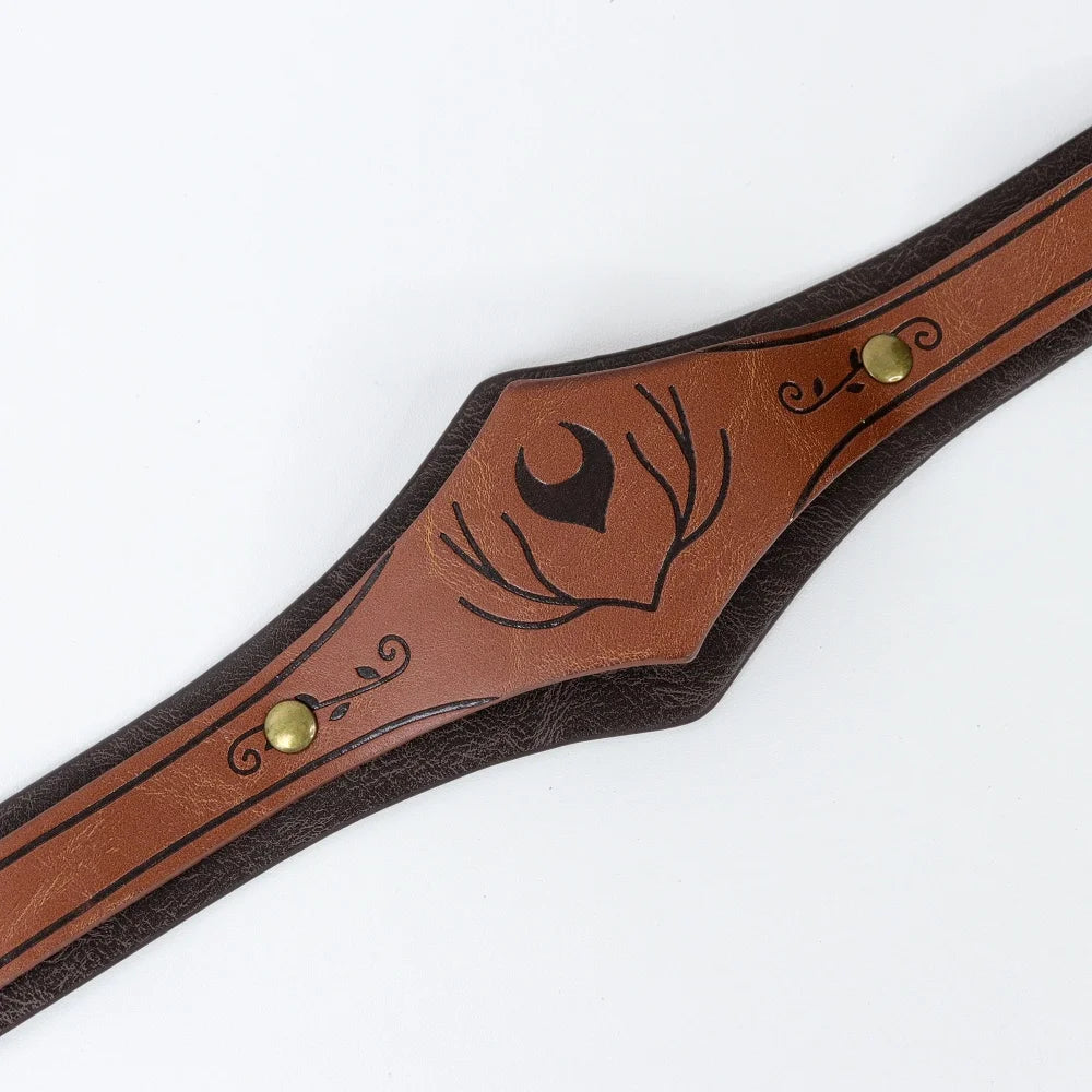 Women Medieval PU Leather Elf Headband Moon Forehead Circlet Forest Druid Renaissance Warrior LARP Halloween Fantasy Cosplay Acc