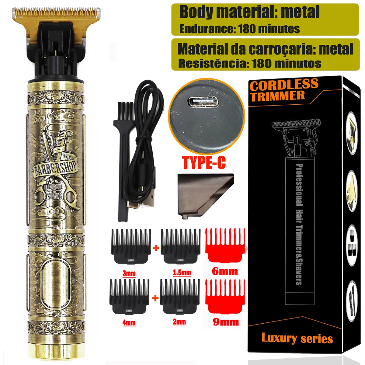 OHS Electric Hair Clipper Professional USB Cordless Clipper Professional Beard Trimmer Haircut Grooming Kit Hair Cutting Machine