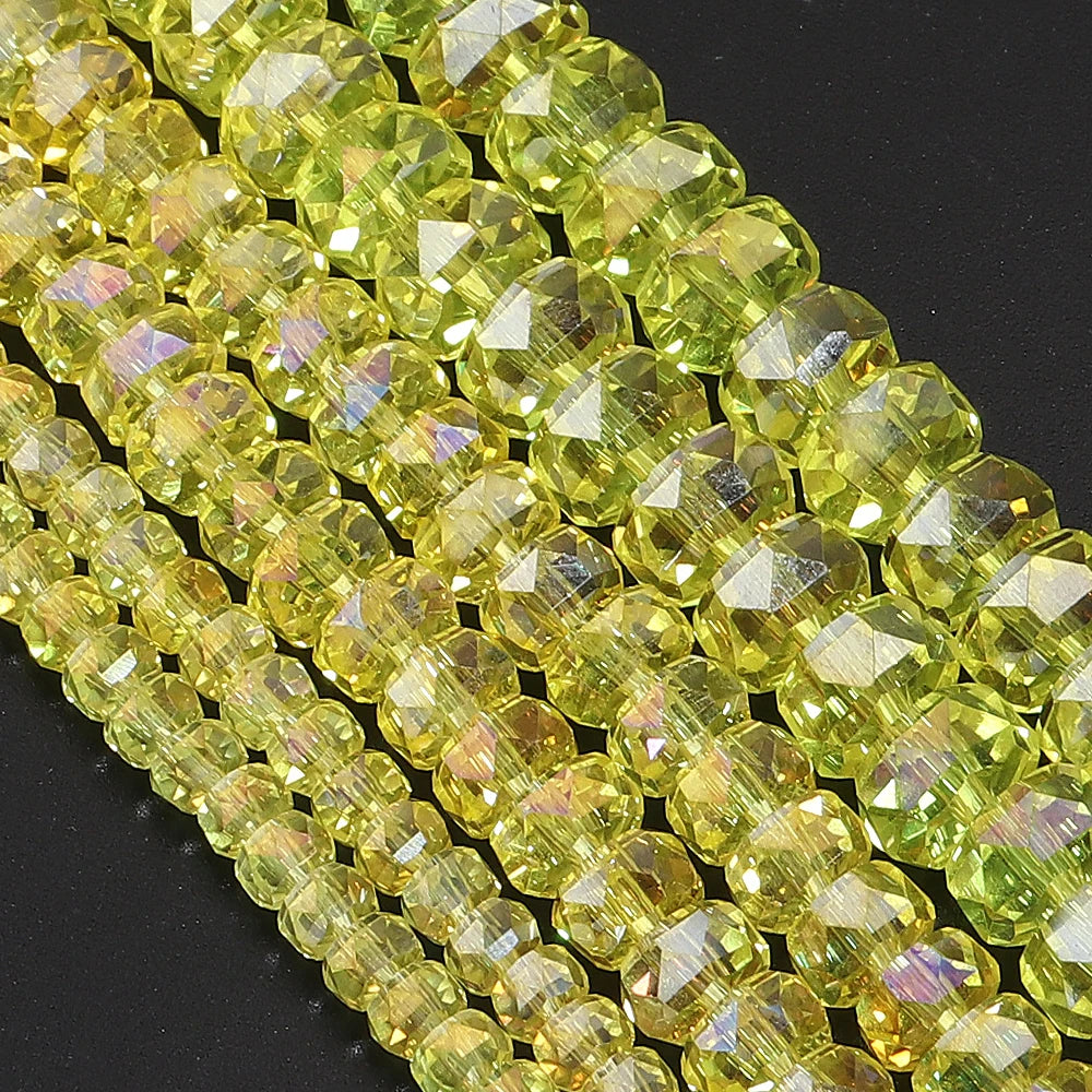 4/6/8mm Wheel Shape Austrian Crystal Glass Beads Flat Round Glass Loose Beads For Jewelry Making Bracelets DIY Accessories