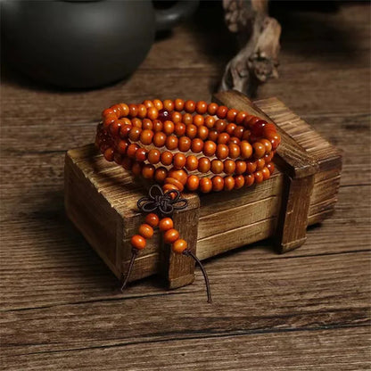 Natural Chinese Sandalwood 108 Prayer Beads Mala Bracelet Necklace 6mm Buddhist Buddha Rosary Elastic Wrist Jewelry Luck Amulet