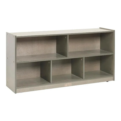 5-Compartment Mobile Storage Cabinet for Toddler and Classroom Furniture, Grey Wash Finish, Durable Wood Construction