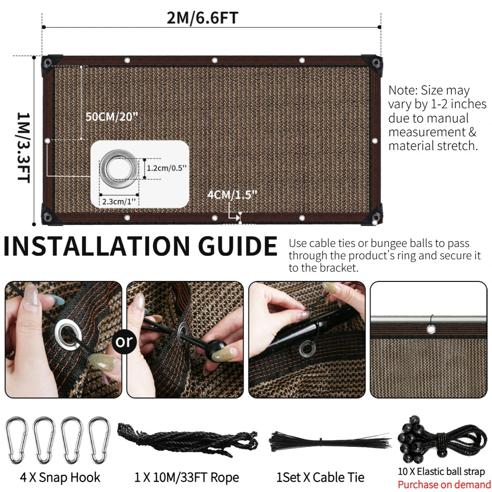 PE Sun Shade Net Anti-UV Canopy Heavy Duty Sunshade Sheet Cover with Grommet Multi UV Protection For Outdoor Terrace Plant Garde