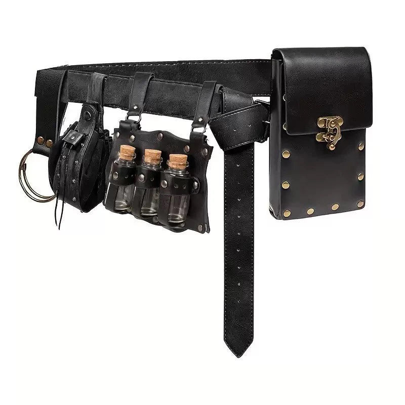 Viking Costume Accessories Set Medieval Retro Steampunk PU Leather Props Halloween Cosplay LARP Renaissance Party Role Play