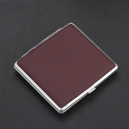 1pc Double-open Leather Cigars Cigarettes Cases for 20 sticks Cigarette Stainless Steel Tobacco Cigarette Boxes Tools