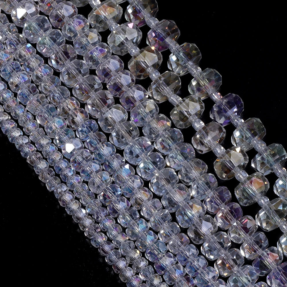 4/6/8mm Wheel Shape Austrian Crystal Glass Beads Flat Round Glass Loose Beads For Jewelry Making Bracelets DIY Accessories
