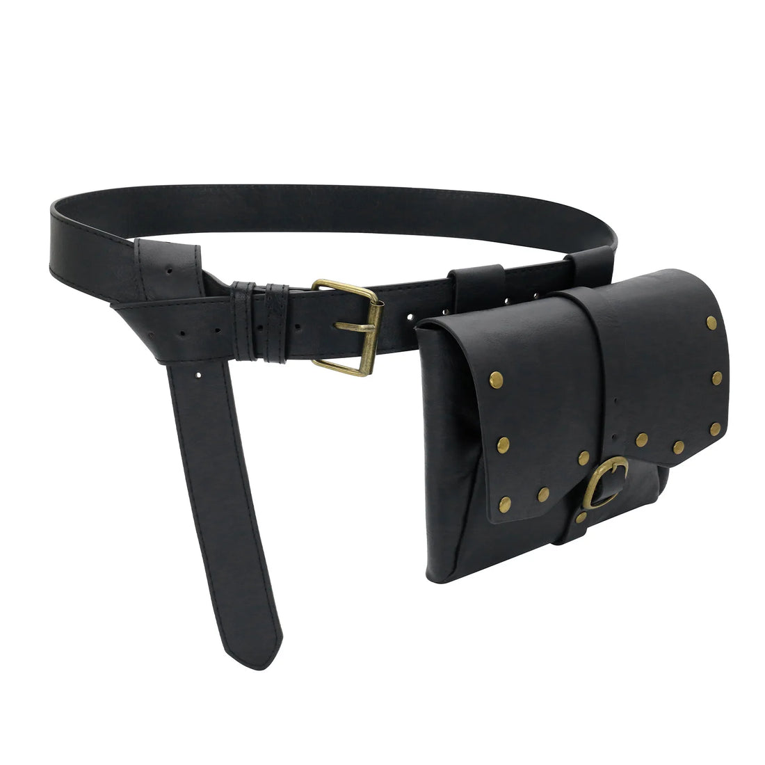 Viking Retro Pu Leather Waist Belt Medieval Flap Fanny Pack Drawstring Coin Purse Dice Bag for Renaissance Fairs LARP Cosplay Party