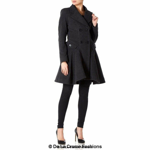 Wool Blend Fit And Flare Double Breasted Skater Coat (1102)