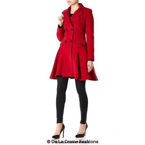 Wool Blend Fit And Flare Double Breasted Skater Coat (1102)